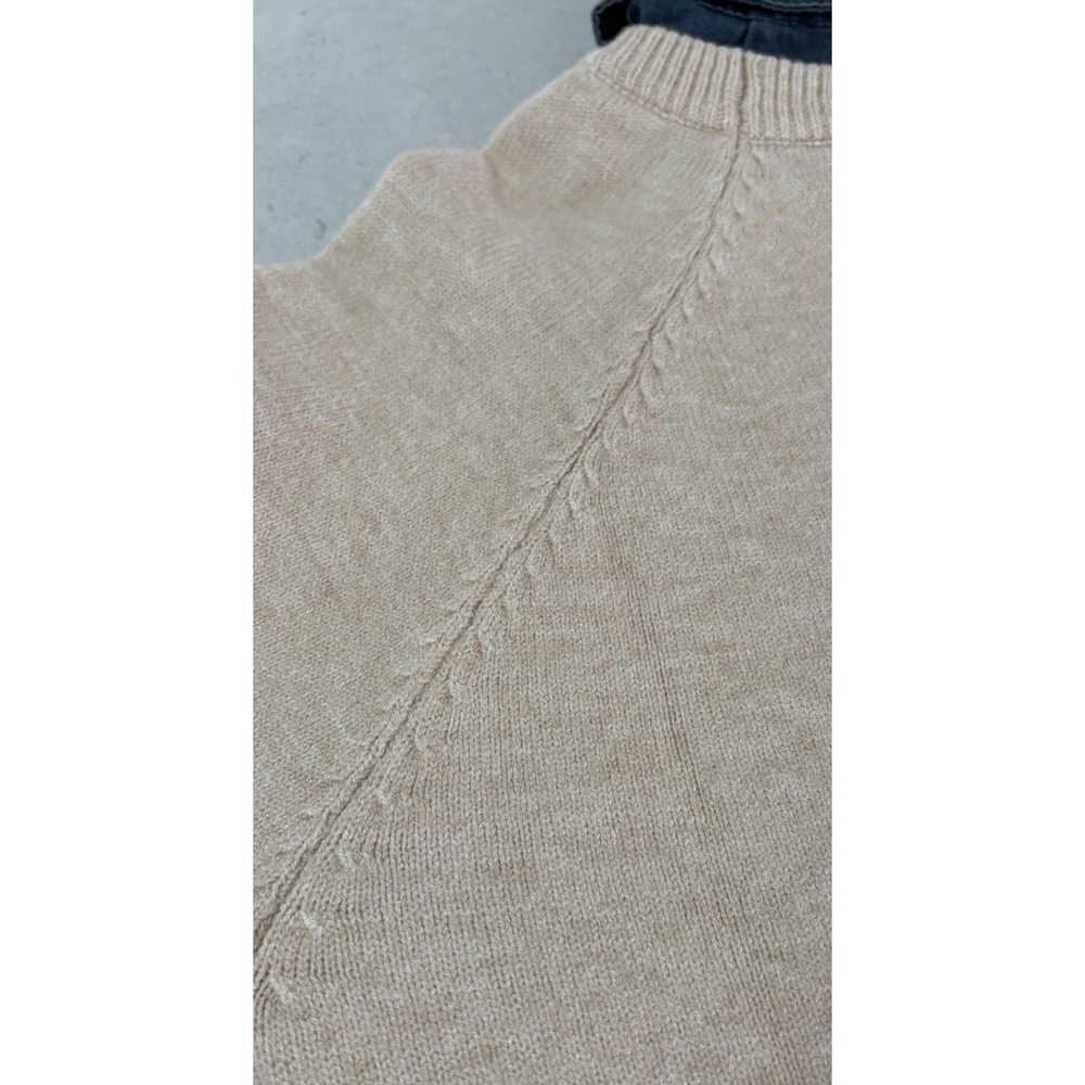 Ness Light Oatmeal Knit 3D knit appliqué Beanie Denim Shirt Collar Large Sweater - Picture 9 of 13
